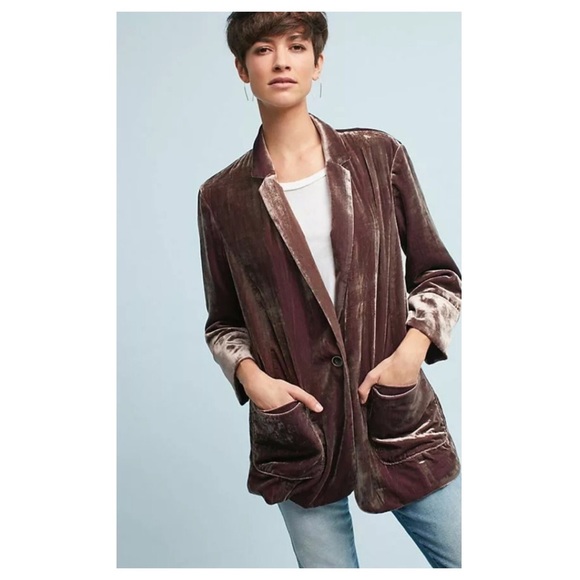 Anthropologie Jackets & Blazers - Anthropologie Cartonnier Velvet Blazer Brown /Plum